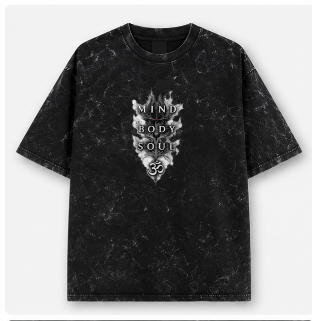 Om Unisex Acid Washed Oversized Tee